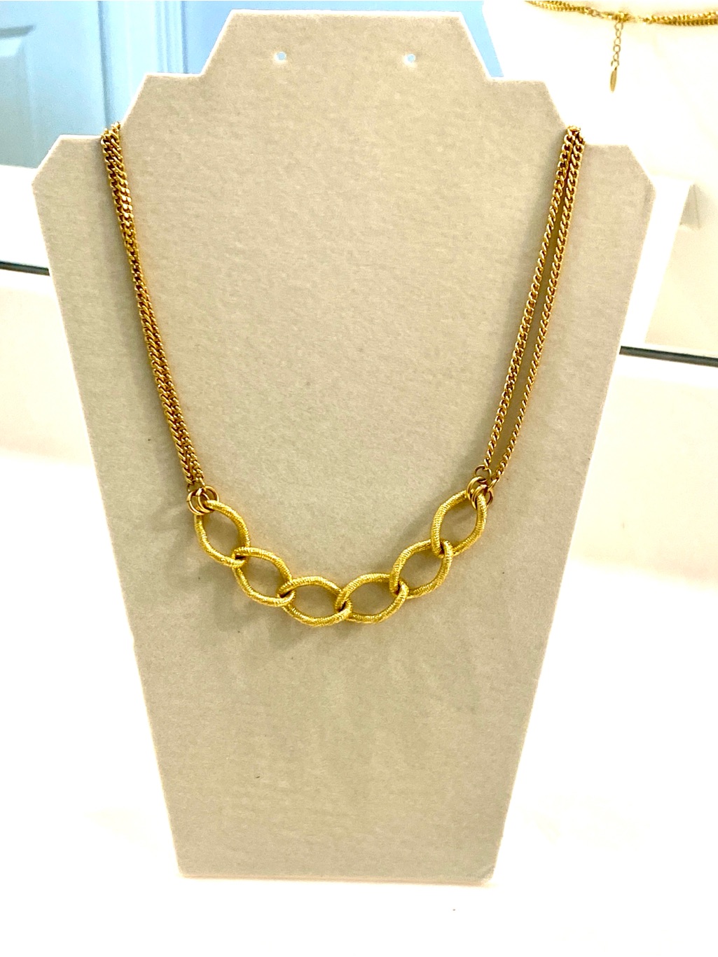 Vintage Gold Textured Link Necklace